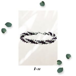 Amethyst Crystal and Silver Stardust Woven Rope Bracelet - Kumihimo Woven